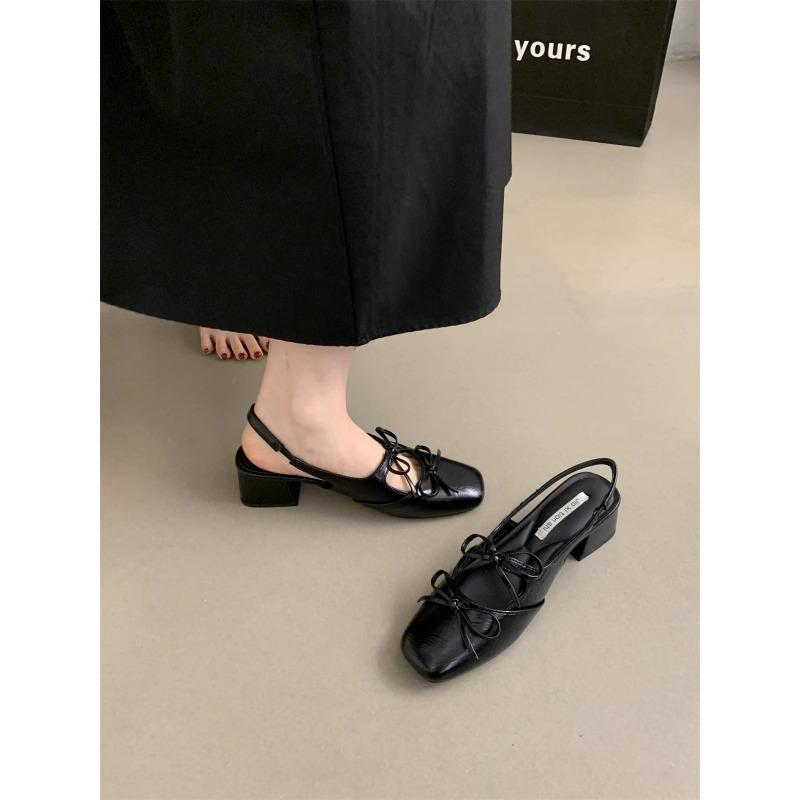 Summer Round Toe Cross with Bow Decoration Fashion Women's Shoes New Shallow Mouth Breathable Elegant Comfortable High Heels