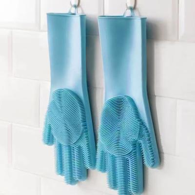 1 Paar Spülhandschuhe Wiederverwendbar Anti-Rutsch-Muster Bequeme Reinigungs-Schutzhandschuhe Haushalts-Küchenwerkzeuge