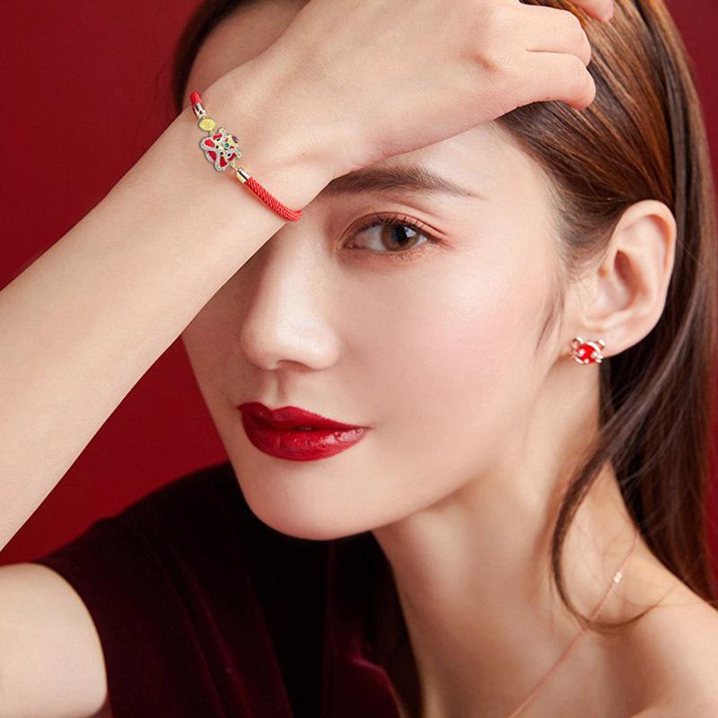 Forbidden City Lion Zodiac Bracelet - Red Couples Bracelet for Men and Women, Perfect New Year Gift