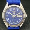 Gebrauchte Vintage Seiko 5 Automatik 7S26A Japan Herrenuhr mit blauem Zifferblatt a433235-2