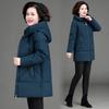 Mother's Down Padded Jacket Women's Winter Clothes Large Size Mid-length Hooded Collar Padded Jacket Jacket Women's Padded Jacket