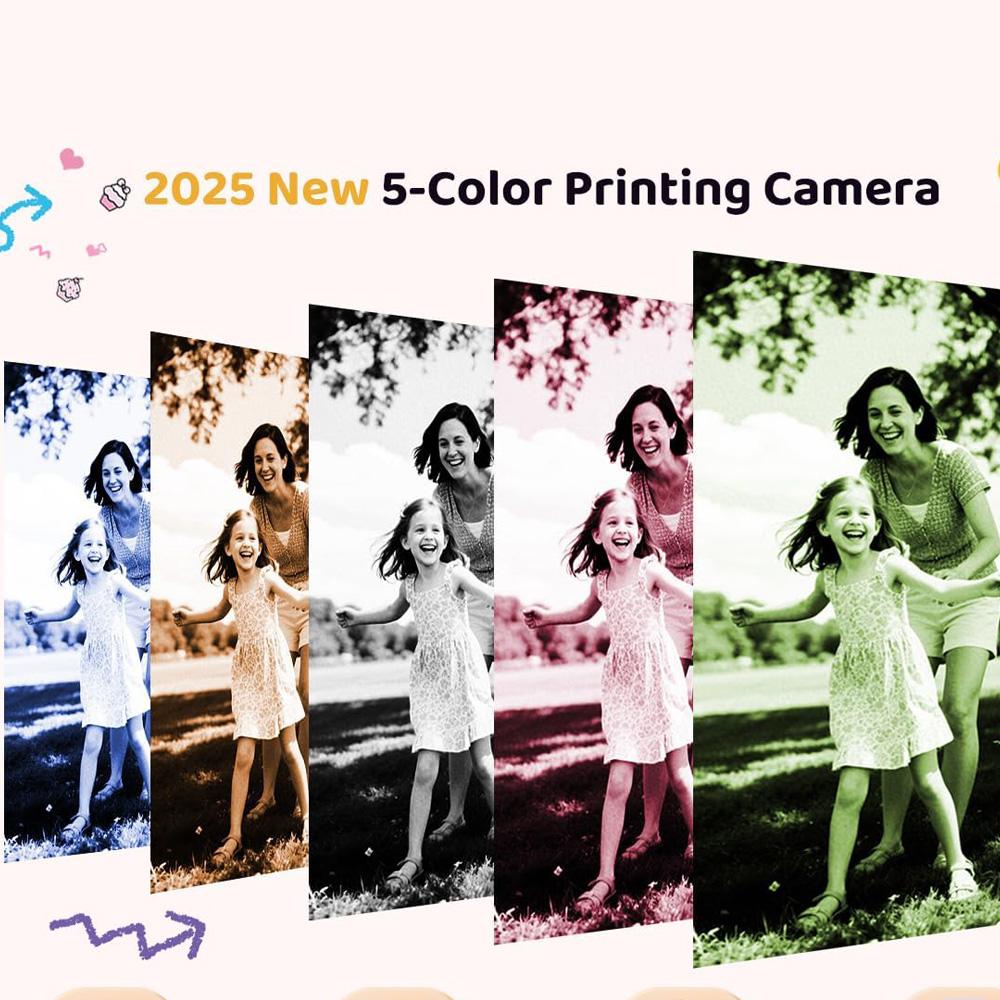 Kids Instant Color Printing Camera 1080P Colorful Po Thermal Print Toys Camera Video Games Music Children Boys Girls Gifts