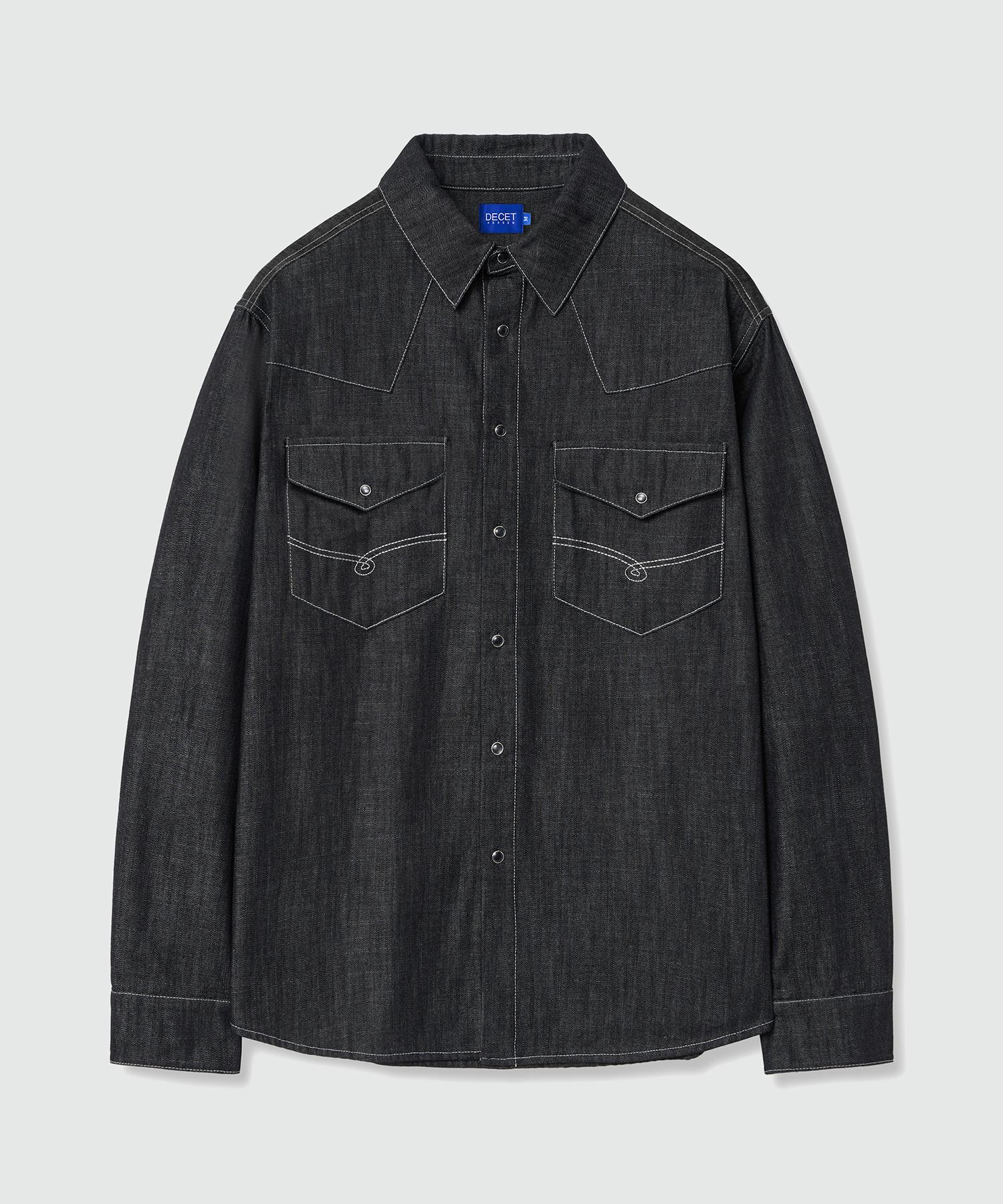 Decet Western Denim Shirts Dcsh002Black Black/S