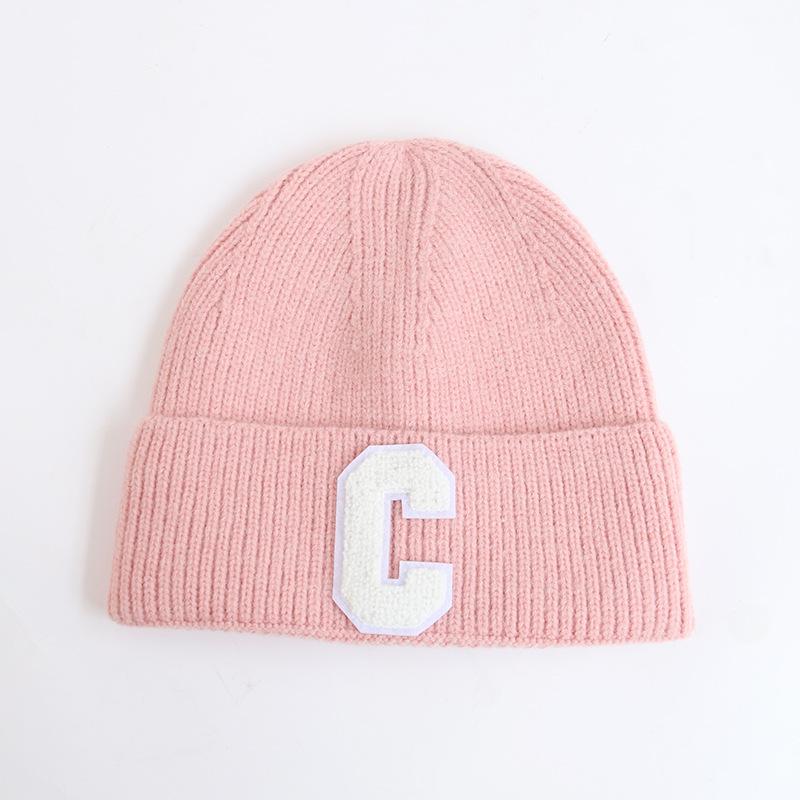 Autumn and Winter New Knitted Hat Children's Leisure and Warmth C Letter Wool Hat Student Pullover Hat Tide