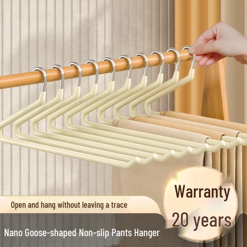 Non-slip Stainless Steel Goose-shaped Trouser Hanger with Pant Clips