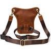 Men's Retro Genuine Leather Waist Bag, Crazy Horse Leather Leg Bag, Casual Mobile Phone Baotou Layer Leather Small Hanging Bag