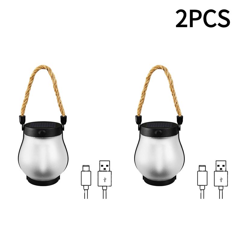 800lumens Solar Powered Garden Lantern Flickering LED Light Yard Decor with Rope Waterproof Rechargeable Camping Lamp 1-4pcs
