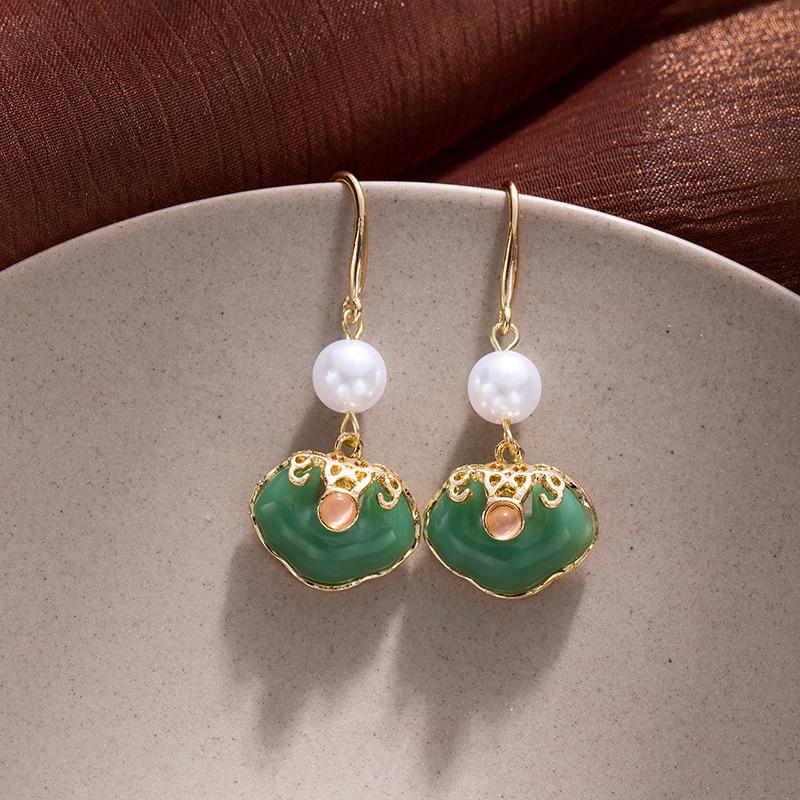 Ретро Серьги-Замки Долголетия в Новом Китайском Стиле Нишевый Характер Простые Серьги в Национальном Стиле Модные Универсальные Серьги в Этническом Стиле Женские