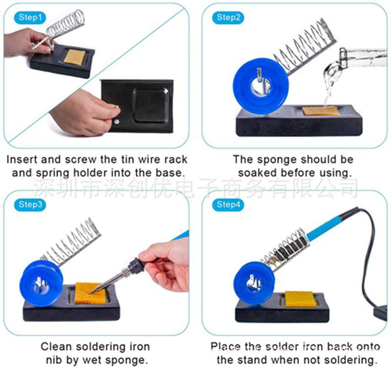 60W Soldering Iron Kit with ON/OFF Switch, Solder Sucker, Stand & PU Bag