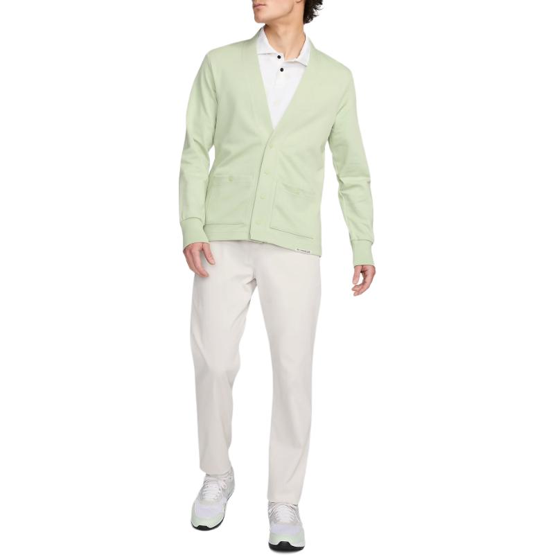 Nike Cardigan de Malha Sólido Abotoamento Simples Manga Longa Masculino Tops Verde-Claro FB5465-343