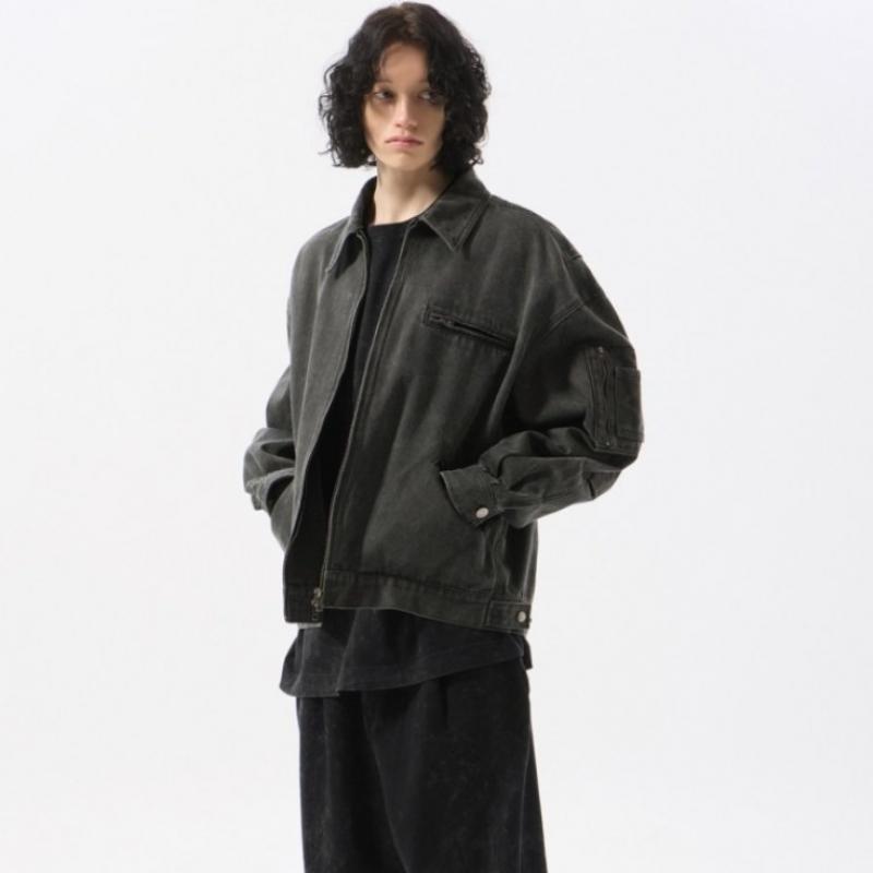 Customellow Gray Pigment Dying Blouson Cwuam25381gyd