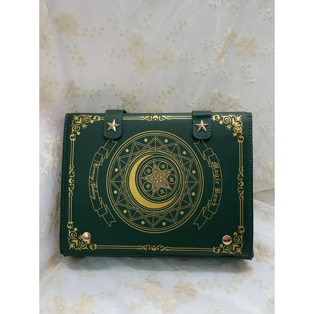 High quality bags Anime Contract Magie Boek Pijn Tas Transparant E&eacute;n Schouder Cross Body Dames Tas Grote Capaciteit Studententas donkergroene kleur