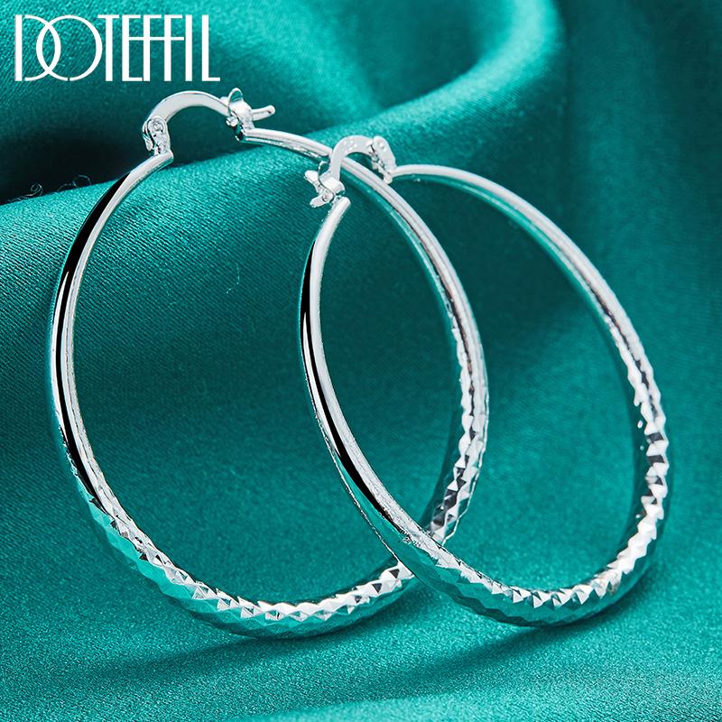 50mm Circled Earrings Gift Silver Color Fashion Jewelry