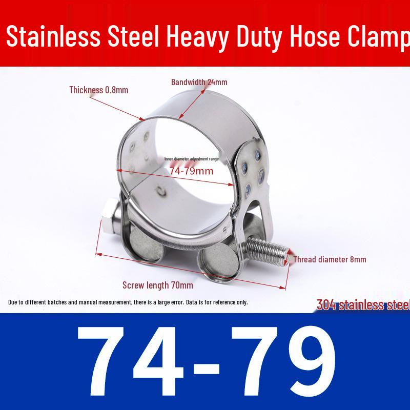 304 Stainless Steel European-Style Heavy-Duty Worm Drive Hose Clamp
