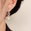 Light Luxury Micro Inlaid Zircon Knotted Pearl  Silver Needle Exquisite and Fashionable Super Sparkling Earrings