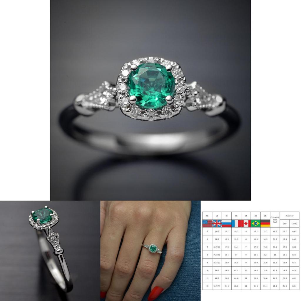 Elegant Cushion Halo Green Ring Women Wedding Engagement Ring Ideal Anniversary Gift