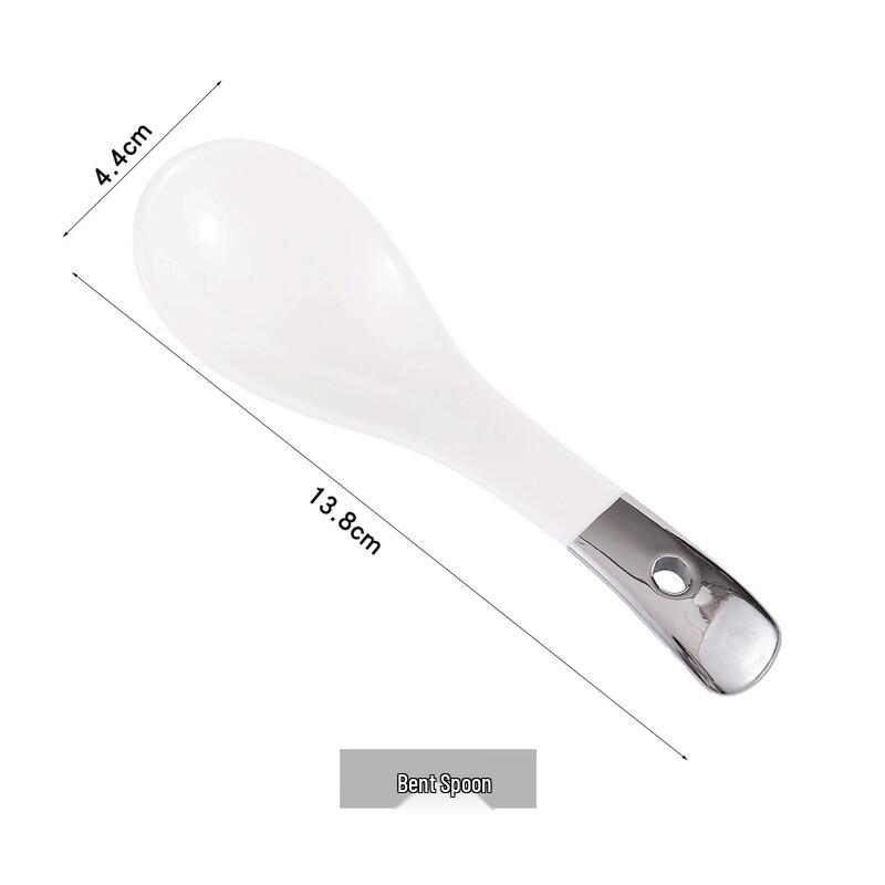 ZISIZ Nordic Silver-Rimmed Bone China Spoon Set (4-Pack)