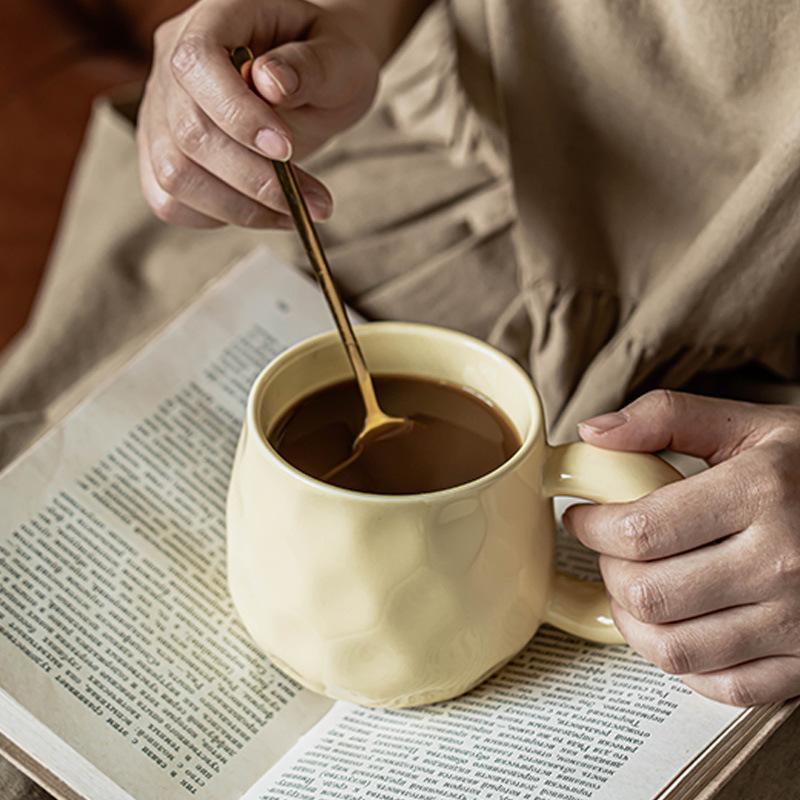 Cream Mug High Value Ceramic Cup Solid Color Thick Handle Cup Household Water Cup Large Capacity Coffee Cup