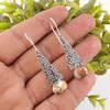 Orange Copper Turquoise Gemstone Jewelry, 925 Sterling Silver Earrings, Handmade Balancing Earrings For Wedding Gift