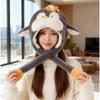 Cartoon Penguin Ear Moving Winter Hat, Cute Plush Airbag Earflap Beanie for Women Girls, Warm Fuzzy Novelty Cap