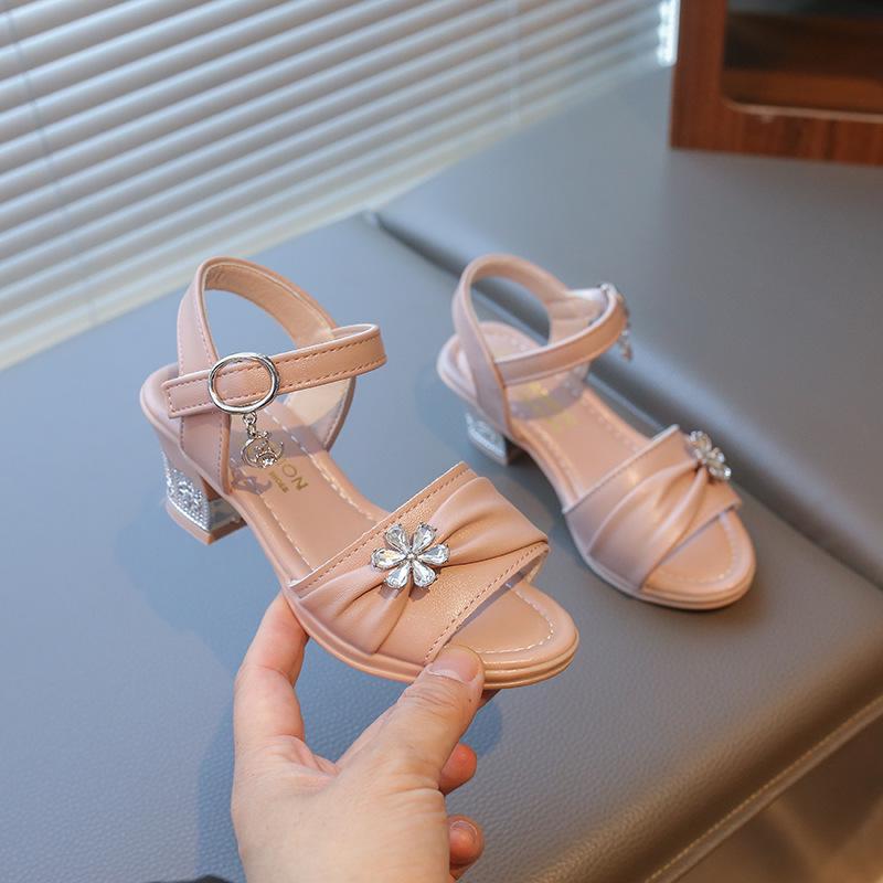 Kinder Sommer Strass Sandalen - Weiche Sohle, Rutschfest, Trendige High Heels für Mädchen