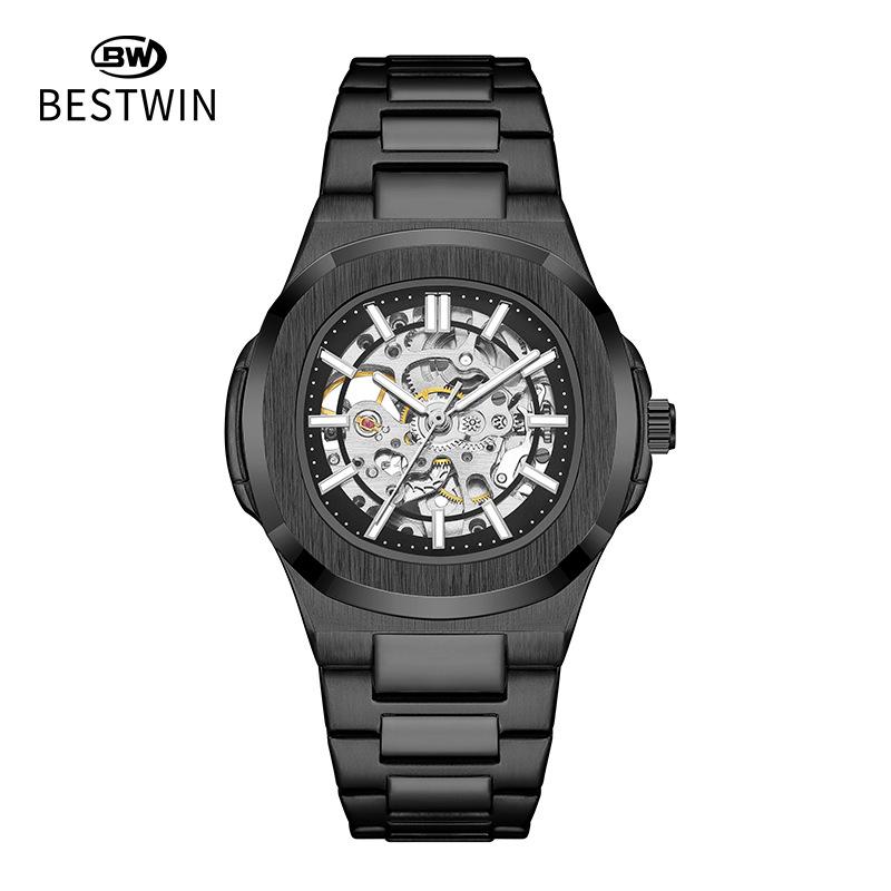 Double-sided hollow luminous men's watch, fully automatic mechanical watch, high-end waterproof men's watch, alloy watch