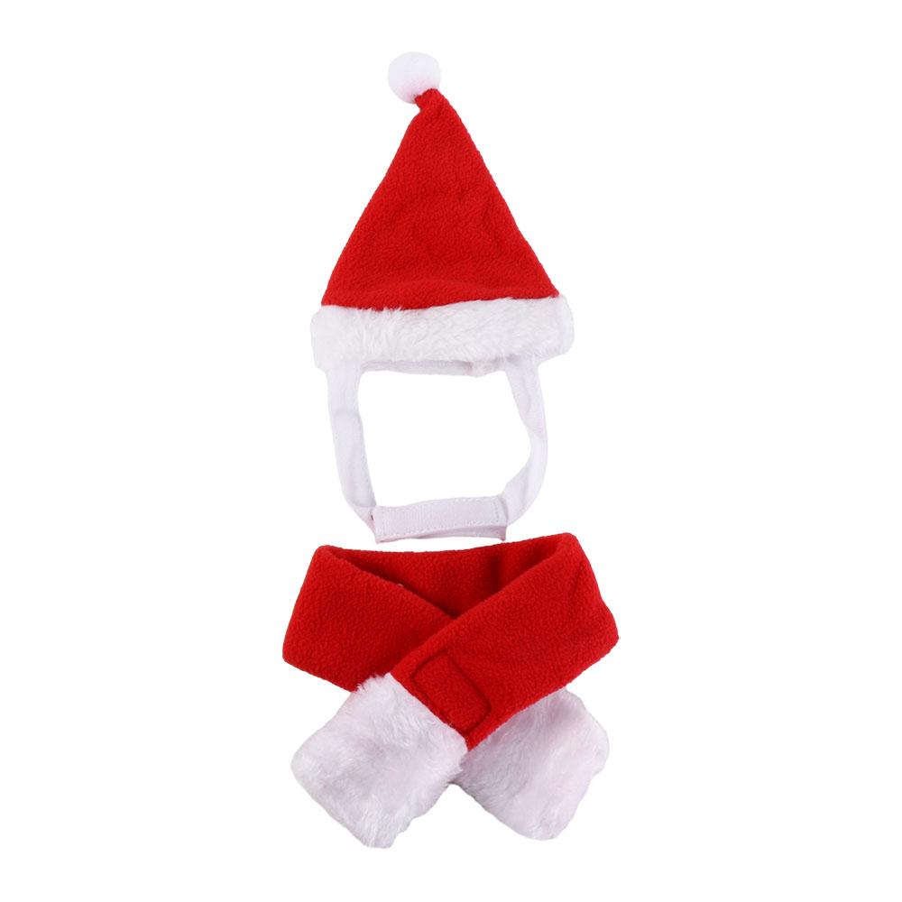 

2Pcs/Set Red Christmas Hat Christmas Pet Costume Set Adjustable Chin Strap Santa Claus Scarf Christmas Decoration Magic Tape