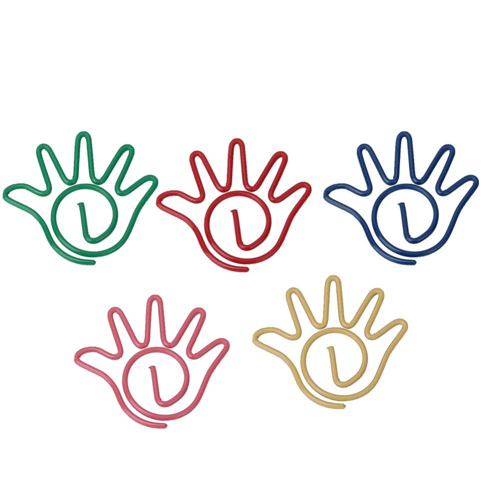 60pcs with Storage Box Paper Clip Hand Shaped School Stationery Cute Memo Clips  Office Supplies