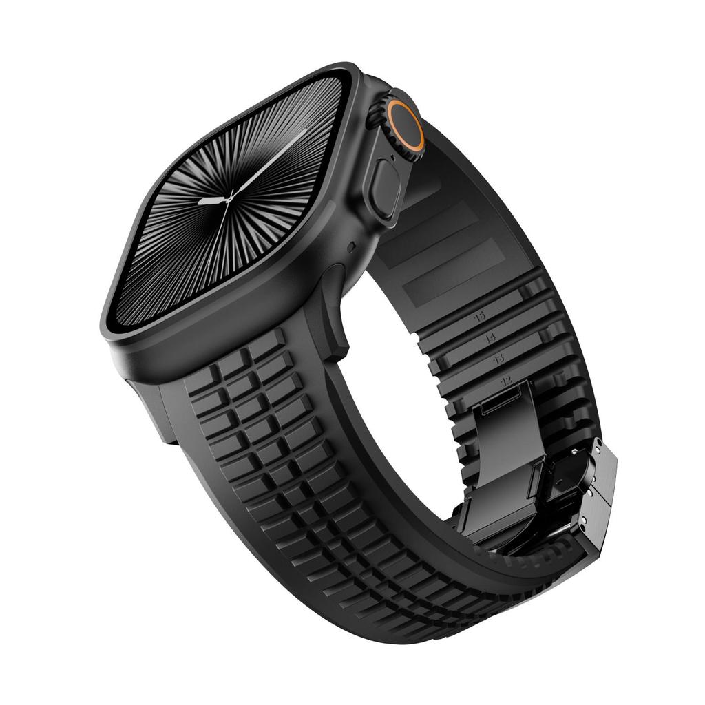 Silicone TPU Strap for Apple Watch Band Ultra 3 49mm 46mm 45mm 44mm Titanium Color Bracelet for IWatch Series 11 10 9 8 SE 7 6 5