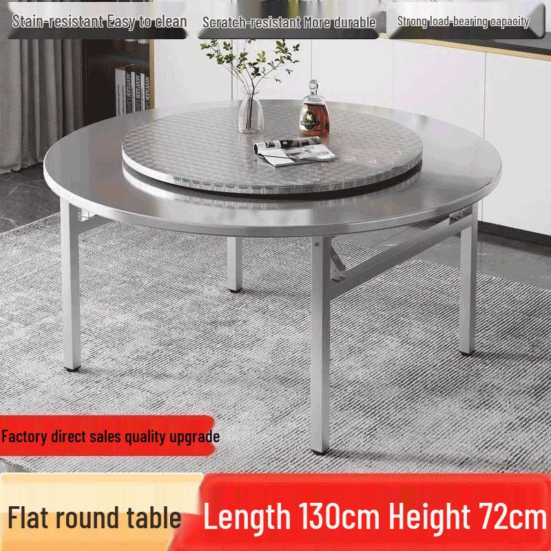 304 Stainless Steel Folding Round Dining Table for Restaurant, Buffet, Outdoor, and Home Use