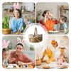 Portable Woven Rattan Basket Flower Basket Gift Basket with Handles and Cloth Lining Fruit Vegetable Bread Sundries Storage Bask