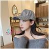 Checkered Cap for Adjustable Houndstooth Black and UV Sun Checkered Korean Style [G-tiamo] Women, One-Point Design, Strap, Pattern, Autumn/Winter,