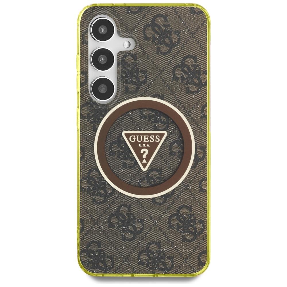 Case for Samsung Galaxy S25 Guess 4G Glitter MagSafe Brown