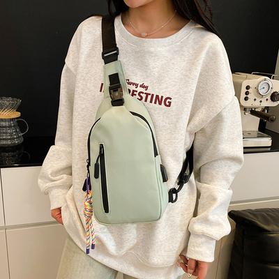 Chest Bag Crossbody Bag Women's Solid Color Multi-function Shoulder Bag