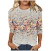 Skjorter med 3/4-ermer for kvinner Søt trykt grafisk t-skjorte Bluser Uformell Plussstørrelse Basic Topper Pullover