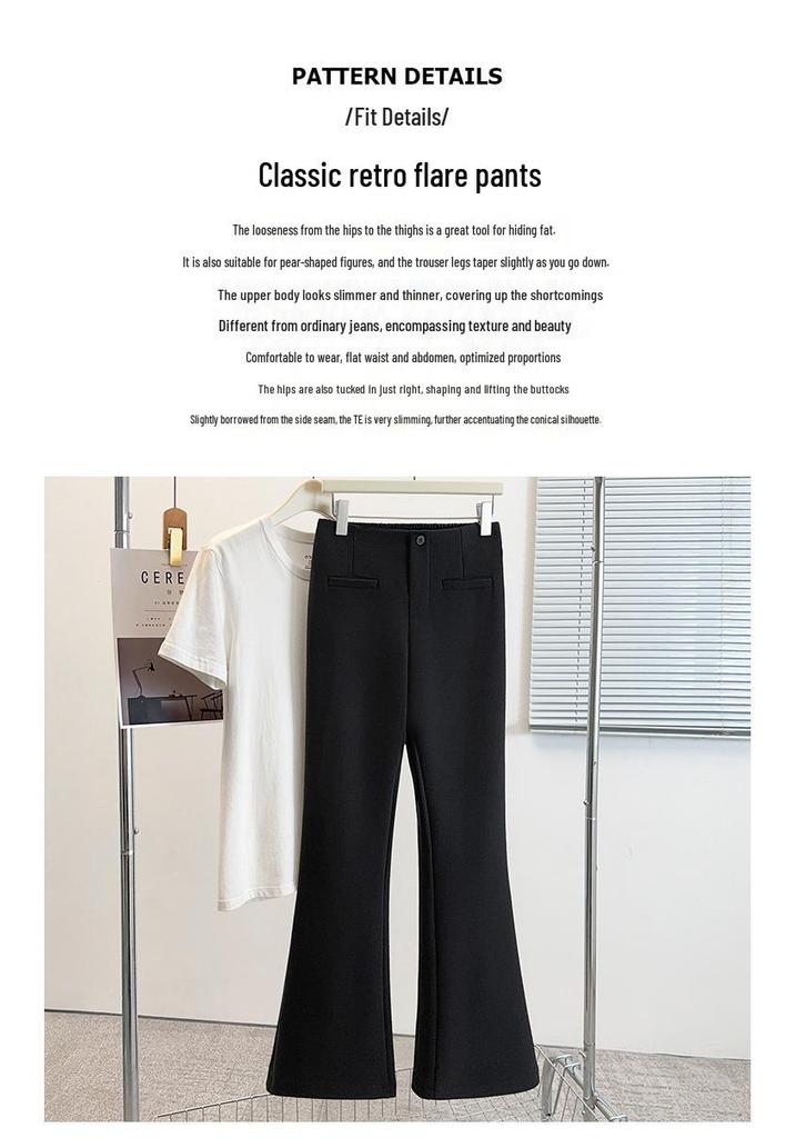 Women's Plus Size High Waist Micro-Flare Pants - Slimming Spring Suit Casual Long Pants