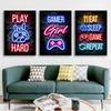 Neon Gaming Gamer Wandkunst Poster Drucke Gamer Leinwandmalerei Leinwandbild für Kinder Jungenzimmer Dekoration Spielzimmer Cuadros