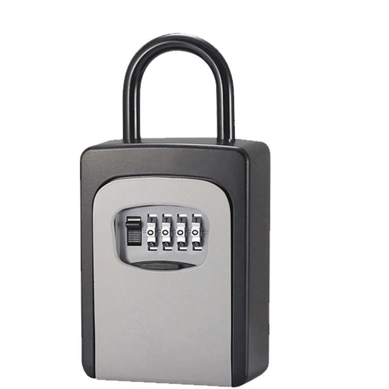 Portable 4-Digit Combination Key Box, Gray Alloy Material