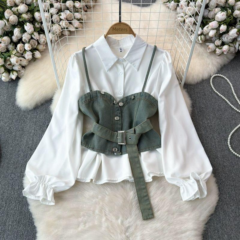 Age-Reducing Retro Denim Vest Loose Two-Piece Suit Sling