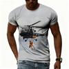 Summer Round Neck 3D Helicopter Pattern Print Top Fashionable Casual Short Sleeved Men's T-shirts