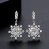 Sparkling Cubic Zirconia Silver Color Snowflake Drop Earrings for Christmas Winter Women Festival Accessories Jewelry Earrings