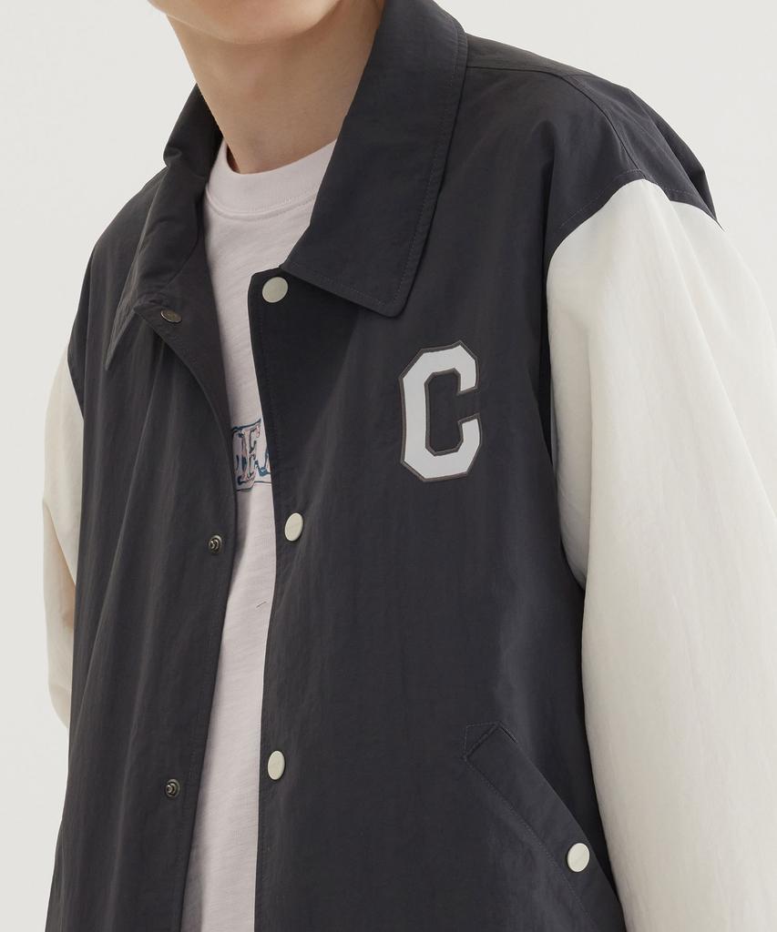 COVERNAT C-Logo Collar Varsity Jacket Charcoal