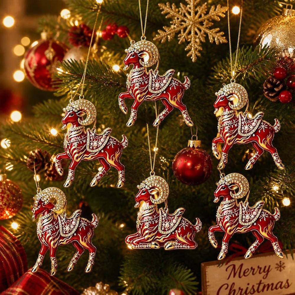 Acrylic Goat Pendant Shining Animal Hanging Decoration Zodiac Goat Souvenir  Holiday Party Decor