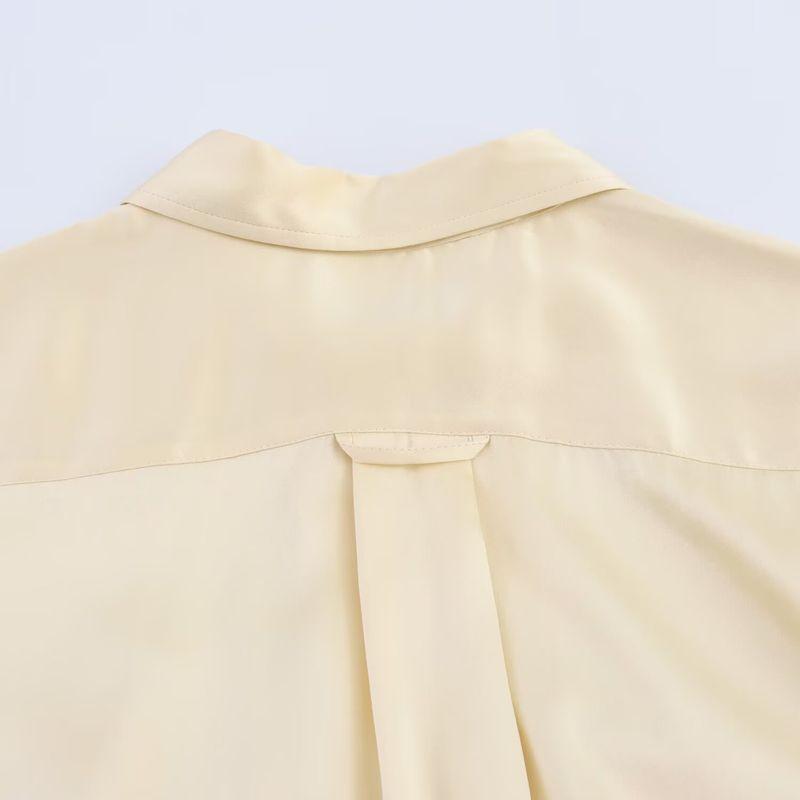 Kaslead New Arrival Women's Fashion Air Outlet Pocket Decoration Satin Shirt Casual Pants 7823147 7824147