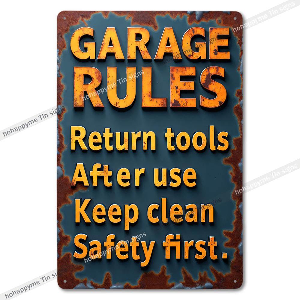 Garage Metal Tin Sign Wall Art Plaque Retro Vintage Auto Repair Shop Decor Man Cave Mechanic Tire Service Bar Pub Decoration