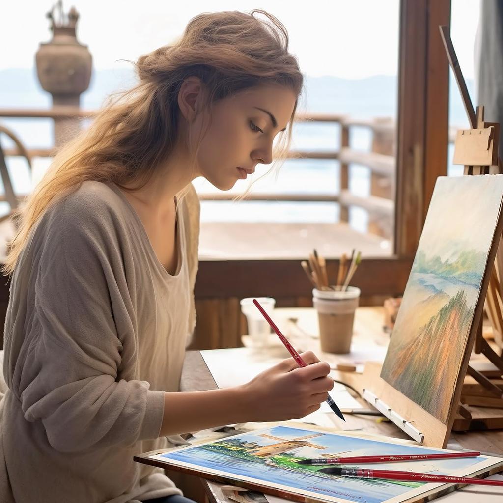 LIGHTWISH Professional Watercolor Paint Brushes, 9 Mop Paint Brushes, Perfect Watercolor Set for Artists, Amateurs, and Painting Enthusiasts