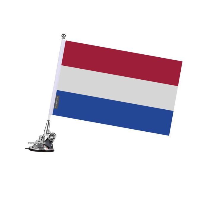 Drapeau - Pays-Bas - 27 x 35 cm - Mât à Ventouse - Acier Inoxydable - Impression Recto/Verso