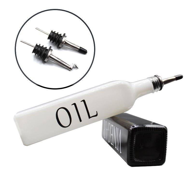 Nordic INS Style Black and White Oil & Vinegar Bottle Set – Minimalist Kitchen Seasoning Jars