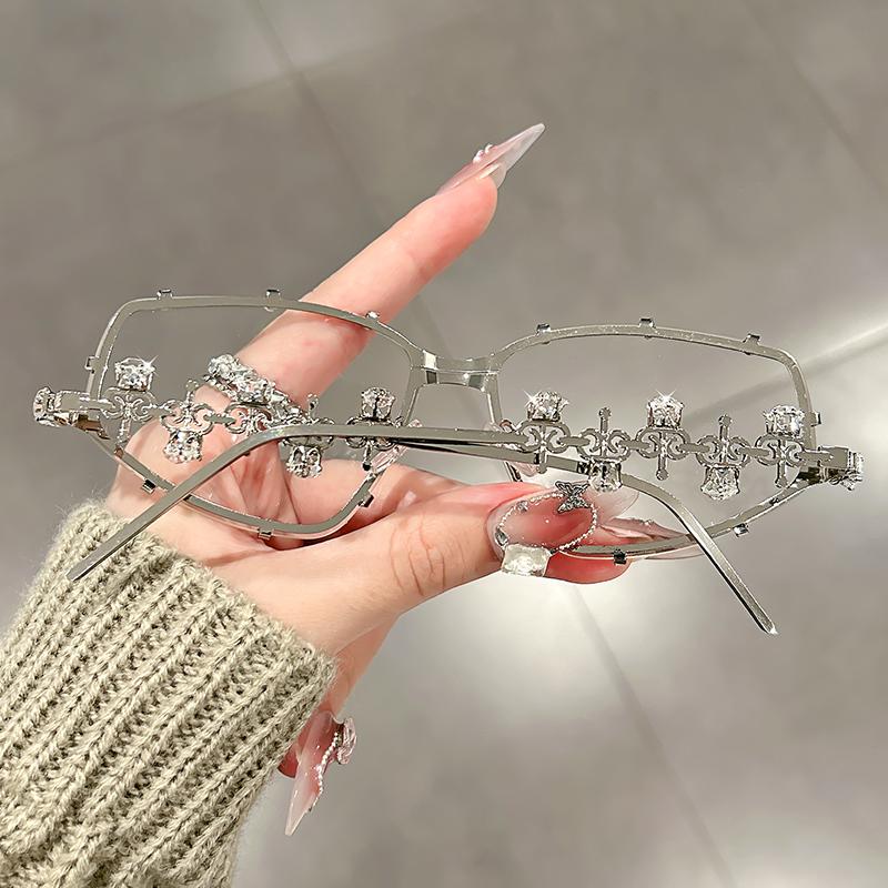 Fashionable diamond anti blue light glasses with diamond encrusted frame for stylish protection
