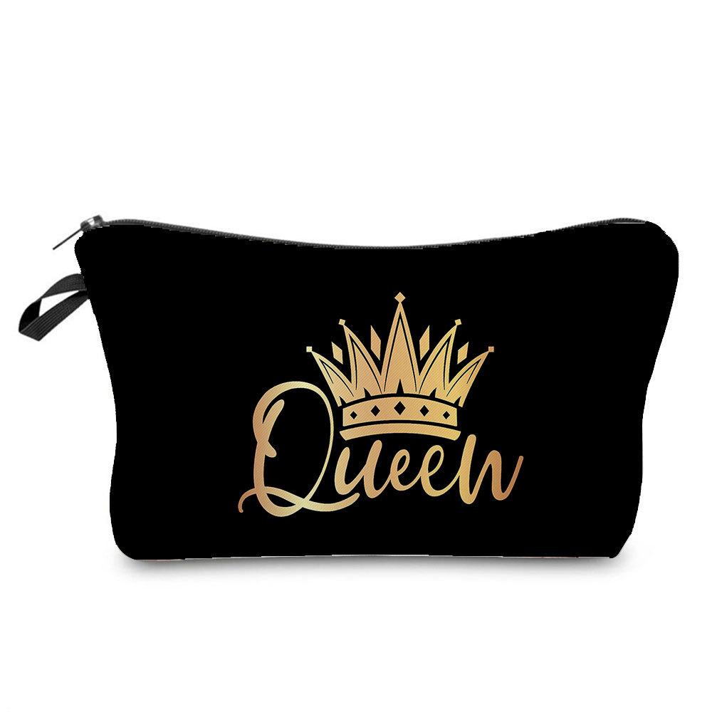 Women English Crown Print Cosmetic Bag Toiletries Organize Travel Storage Case 6767